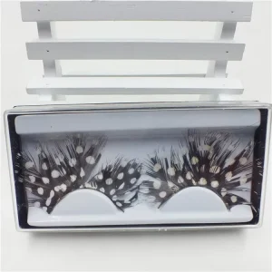 Foreign Trade New Style Dyed Bleached Chicken Feather False Eyelashes Model YY 008 Exaggerated Black White Stage Makeup