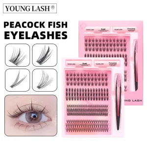 Foreign Trade Russian Semi Hand Made False Eyelashes DIY Glue Set Single Cluster Dense Cartoon Fish Tail Grafting Black Cotton