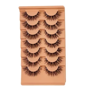 Foreign Trade-Style Segmented Synthetic Hair False Eyelashes 7 Pairs Per Pack Long Natural Lashes Orange Trays-Available Stock