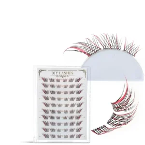 Fox Cat Eyes Handmade 10 Rows 60 Cluster PBT 0.07MM Black Cotton Band Colorful DIY Pre glued Lashes Extensions Isabella QW