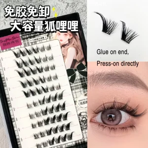 Fox Cluster Lashes Self-Adhesive No-Glue Individual Lashes Mixed Tray Natural Volume Lash Clusters
