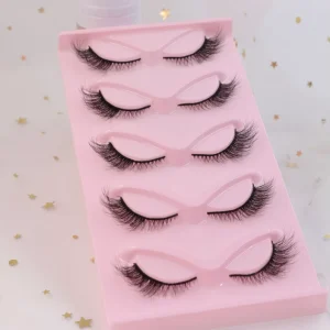 Fox Curler Lashes Bulk 3D Vegan Knot-Free Full Strip Eyelashes Cat Lash Natural Black with Glow Dark Custom Logo