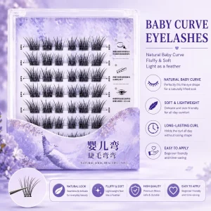 Fox Style Baby Curve Lash Clusters Natural Wispy DIY Eyelash Extensions Mixed Length