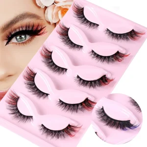 Foxy Eye Colorful Lashes Dramatic Reusable Eyelashes Cosplay Makeup Eye Lash Party Focus Colored Eyelashes With 5 Pairs