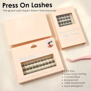 France Waterproof 7 15 Days Long Lasting 100% Handmade Manga Wispy Press On Lashes Custom Curl Lengths Magnetic Box Logo