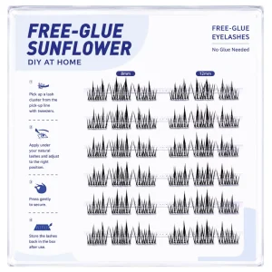 Free Glue Sunflower Lash Clusters 8 12mm Self Adhesive DIY Eyelash Extensions Synthetic Hair Individual Lashes 6 Rows Customized