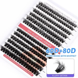 Free Sample 20d 30d 40d 50d Diy Cluster Eyelashes Kit Custom logo C/d Curl 8-16mm Segment Fans Diy Lash Cluster Glue