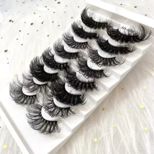 Free Sample 5D Faux Mink Eyelashes Private Label Vegan Fluffy 25mm Faux Mink Lashes