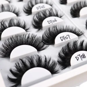 Free Sample Natural Long Faux Mink Russian Strip Eyelashes 8 20mm D Curl Lashes Custom Lash Box 3d Faux Mink Strip Eyelashes