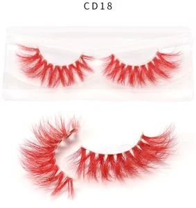 Full Strip Color Volume Lashes 3D Real Mink Fur Colored Lashes Purple Green Burgundy 3D Colorful Mink Lashes