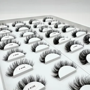 Full Strip D Curly False Eyelashes Private Label Custom Synthetic Fake Lashes Reusable Fluffy Russian Eyelashes