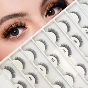 Full Strip Eye Lash Soft and Light Matte Clear Band Natural Fluffy Vegan Lashes 3D Faux Mink Eyelashes