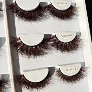 Full Strip Eyelash Vendor Makeup 3D Real Mink Strip Lashes Cruelty Free 16mm 18mm 20mm Fluffy Brown Mink Lashes