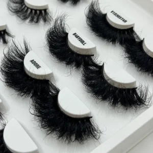 Full Strip Eyelashes 25mm With Custom Lash Box Super Fluffy 100% Real Mink Lashes Bulk