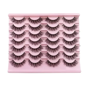 Full Strip Fake Eyelashes Lightweight Reusable Crisscross Synthetic Lashes 7 Pairs Tray for Salon Beauty Resale Bulk FOB Supply