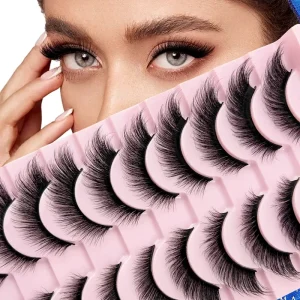 Full Strip False Eyelashes HL05 European American Style Ten Pairs Per Pack Cat eye Elongated Winged tails