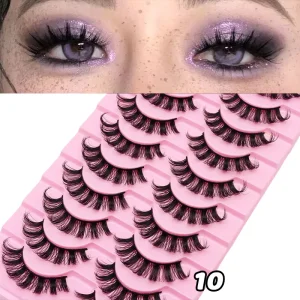 Full Strip Faux Mink Eyelash Box Beauty Supplies Handmade Makeup Eyelashes 10 Pairs of Handmade Eyelashes
