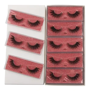 Full Strip Fluffy 10-Pair Eyelashes Box Model 15mm Thick False Eyelashes with 12mm Curl Claret Red Tray Card B C D Styles