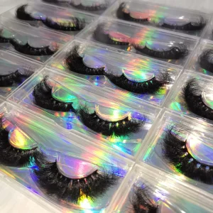 Full Strip Fluffy Lashes 5D With Custom Packaging 25mm Mink Eyelashes
