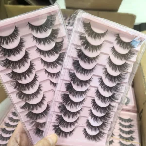 Full Strip Fluffy Lashes Fiber High Quality Private Label False Lashes Handmade Full Strip Eyelashes