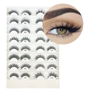 Full Strip Fluffy Style Lash Extensions 3D Silk Mink Eyelashes Cat Eye Lash Strips Faux Mink Natural Lashes