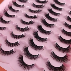 Full Strip Fluffy Style Lash Extensions Cat Eye Lash Strips Faux Mink Natural Lashes 3D Silk Mink Eyelashes