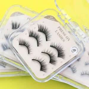 Full Strip Glueless Self-Adhesive Eyelashes Fluffy Press-On Lashes Lazy Girl Wispy Pre-Glued Strip Lashes