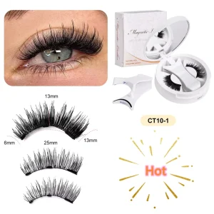 Full Strip Hard Stem Mint Green Magnetic Lashes CC for Natural Kit Glue Free Quick Makeup Soft Breathable Reusable Cross Border