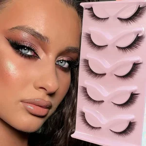 Full Strip Lashes Fox Eye 10mm 20mm Winged 5 Pairs Cateye Lashes Natural Faux Mink Lashes