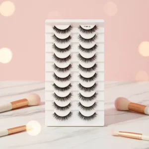 Full Strip Lashes With Thin Band 3D Faux Mink Fluffy Eyelashes Wispy Cat Eye False Eyelashes Natural Volume Reusable EyeLashes