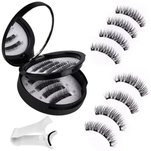 Full Strip Magnetic Eyelash-kit With Curler Black Lightweight Packing Fluffy Long and Natural Looking Easy Apply Reuse
