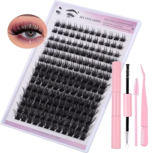 Full Volume Cluster Lash Kit with CC Curl Dd Glue Dramatic Effect Synthetic Hair Cluster Lashes 0.07mm Thickness