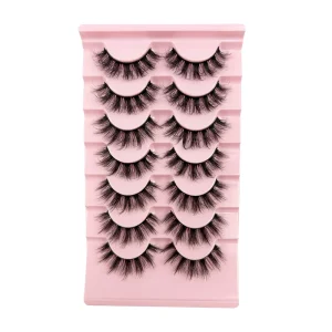 Full length Fine Handmade Synthetic Hair False Eyelashes Pairs Reusable Natural Makeup Effect 0.07MM Thickness Pink