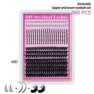 Furry Segmented DIY Upper and Lower Eyelash Set Soft and Thick DIY Eyelash Extension Large Capacity Mixed Set