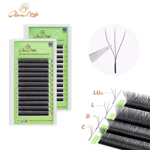 GLAMLASH 3D W Shape Volume Eyelash Extension Individual False Eyelashes Clover Lashes Private Label Lash Extensions
