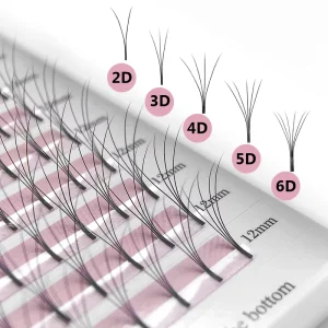GLAMLASH Handmade Premade Eyelash Extensions 2D to 6D Long Stem Pointy Base Volume Lashes with Fan Lashes