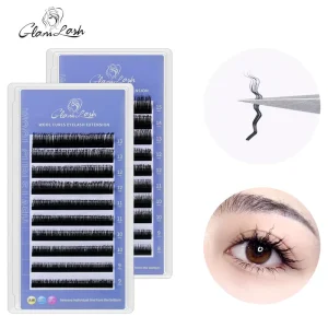 GLAMLASH Handmade Synthetic Fiber 0.07mm Professional Natural Looking Black Lashes Eyelash Extensions Wool Curled Roll Wavy