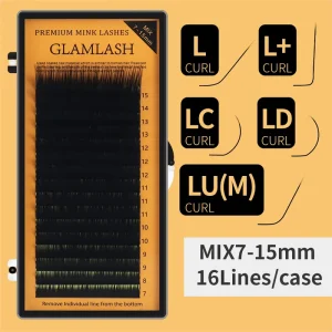 GLAMLASH L+ LU L LC LD Curl Mix Thick Lash Extensions Korean Synthetic Eyelash Extensions