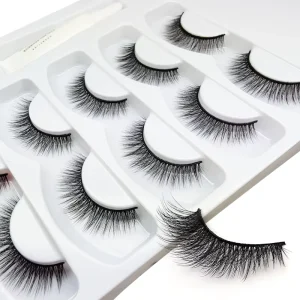 GUER YOUNG Natural Eyelashes 5d Fluffy Full Strip Faux Korea Mink Eyelashes Black Cotton Band False Eye Lashes