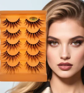 Glamour Curly Natural Style Fluffy Volume Synthetic Eyelash Extensions Thick Custom Logo 5 Pairs Full Strip Eyelashes