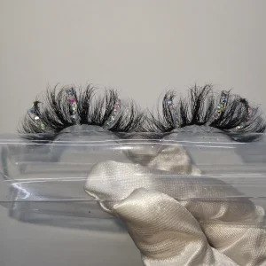 Glitter Colored Lashes for Christmas Eyelashes 25mm Fluffy Halloween Lashes
