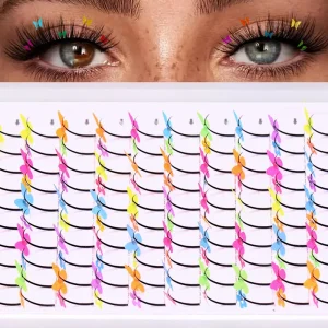 Glitter Colorful Fairy Lashes Spike Butterfly C D Curl Eyelashes Extension Makeup Individual Cluster Lashes Shiny Lash