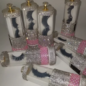 Glitter Eyelashes Boxes for Lash Strips Private Label 15mm to 25mm Fluffy 3D Mink Lashes