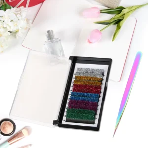 Glitter Lash Extensions 12 Colored Wide Individual Lashes Cluster DIY Single Fans for Personal Makeup