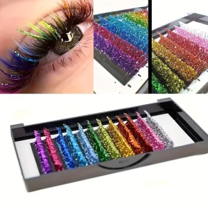 Glitter Lash Extensions Pink Color Sparkle Spike Glitter Eyelash Extension Individual 8mm 18mm