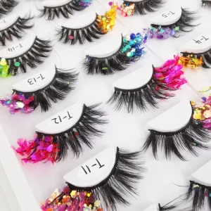 Glitter Night Luminous False Eyelashes Colored Eyelashes Dramatic Lashes for Halloween Party Stage Cosplay