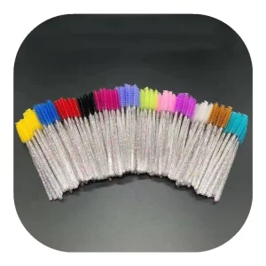 Glitter Plastic Handle for Eyelash Extension Colorful Crystal Mascara Wand Eyelashes Brush Personalized
