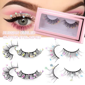 Glittering Christmas False Eyelash Set Holiday Lashes for Eye Catching Festive Makeup Party Lash Halloween Eyelashes