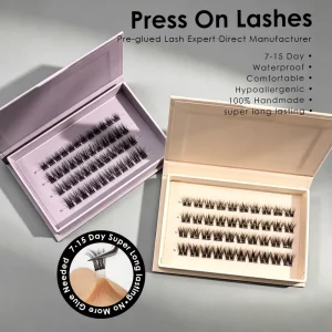 Glue Cluster Lashes Yourself DIY Lash Clusters No Glue Needed 7-15 Day Long Lasting CE ISO Custom Sizes Curls Glueless Lashes