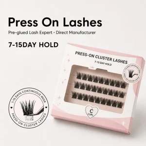 Glue Cluster Lashes Yourself Europe Wear Waterproof 100% Handmade Wispy CE ISO Custom Box Eye Lashes Cluster No Glue Needed